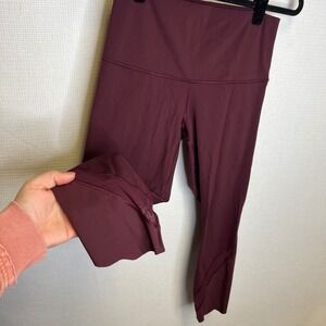 Lululemon High Rise Scalloped Hem Mesh Leggings Burgundy 6